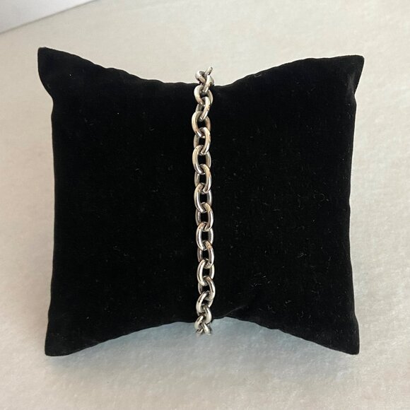 Solid Sterling Silver 925 5.8MM Oval Cable Chain Charm Bracelet 7.75" - Picture 3 of 16